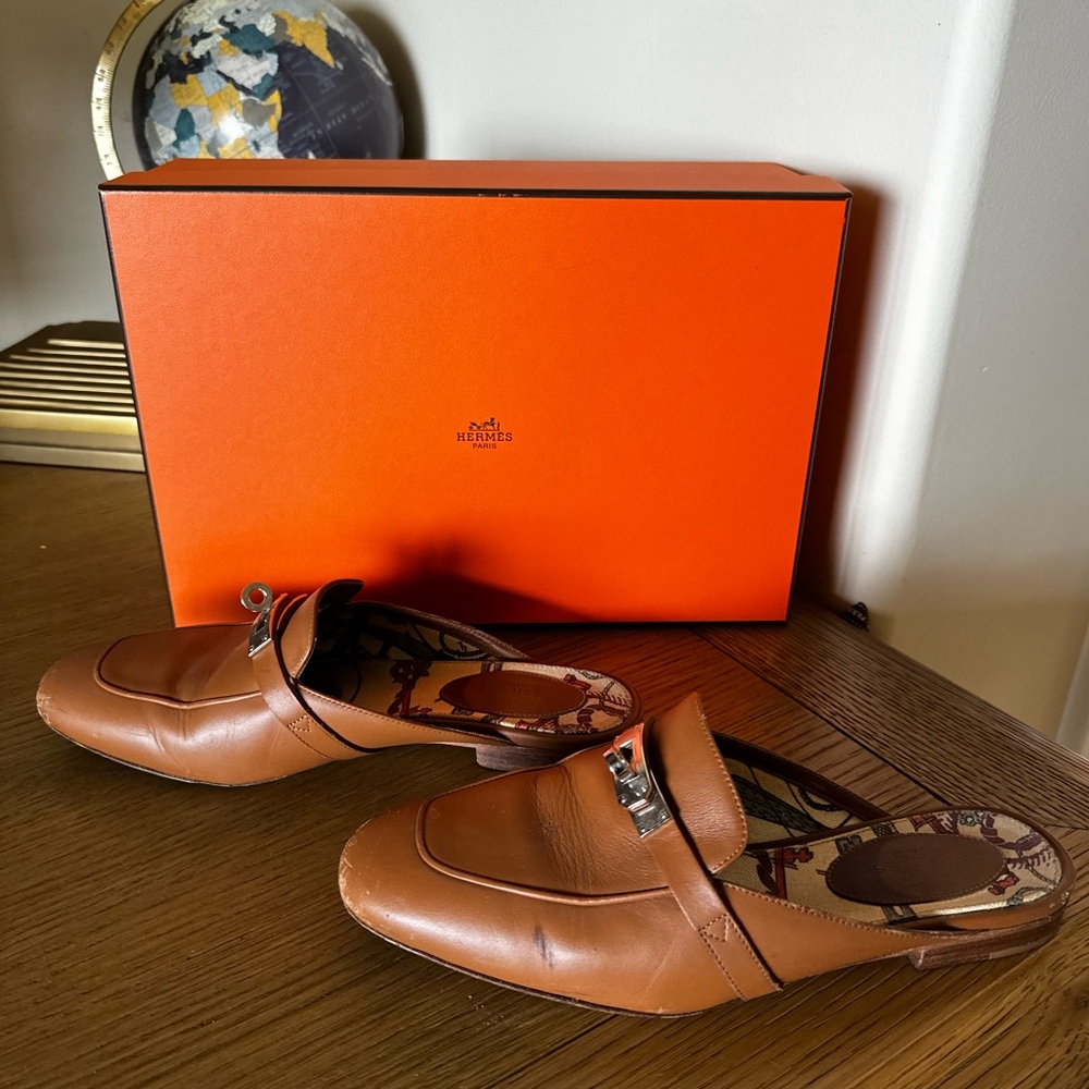 HERMES Oz Mules 37 Brown Preloved